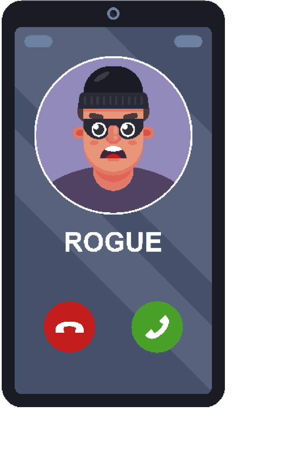 Picture of a mobile phone with a scammer calling